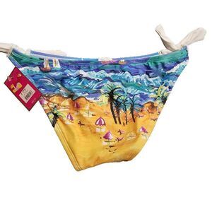 Candies Womens Beach Scene Bikini Swimsuit Bottom Swimwear Tie Sides Small NWT